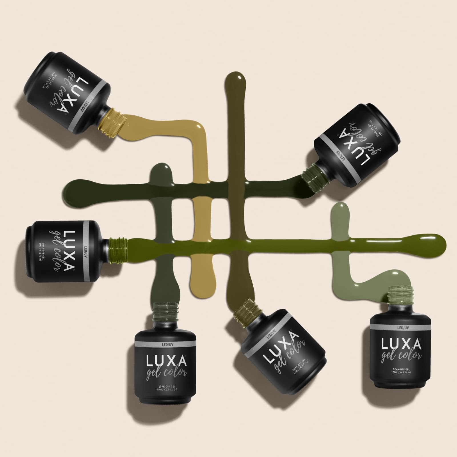 Luxapolish Olive Juice Collection - 6pcs with Free Painted Swatch Sticks