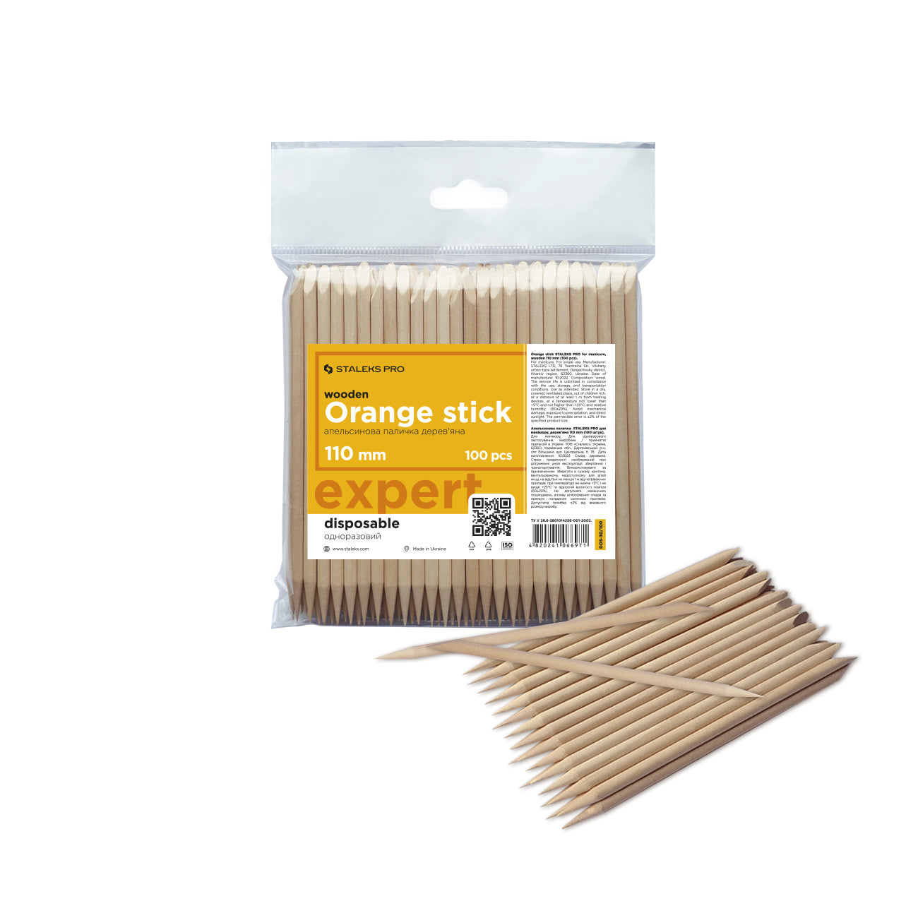 Staleks Disposable Orange Wood Sticks - Short