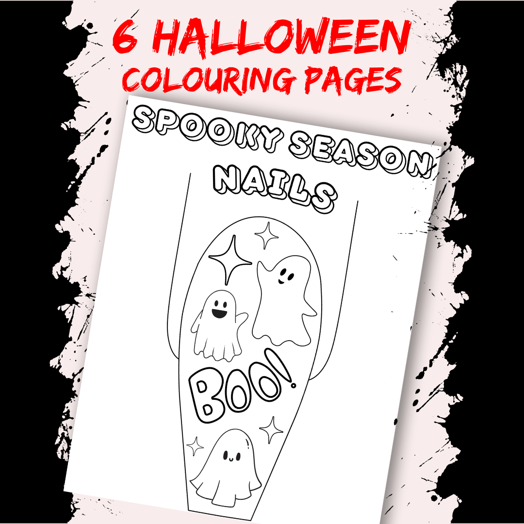 Halloween Nail Art Colouring Pages